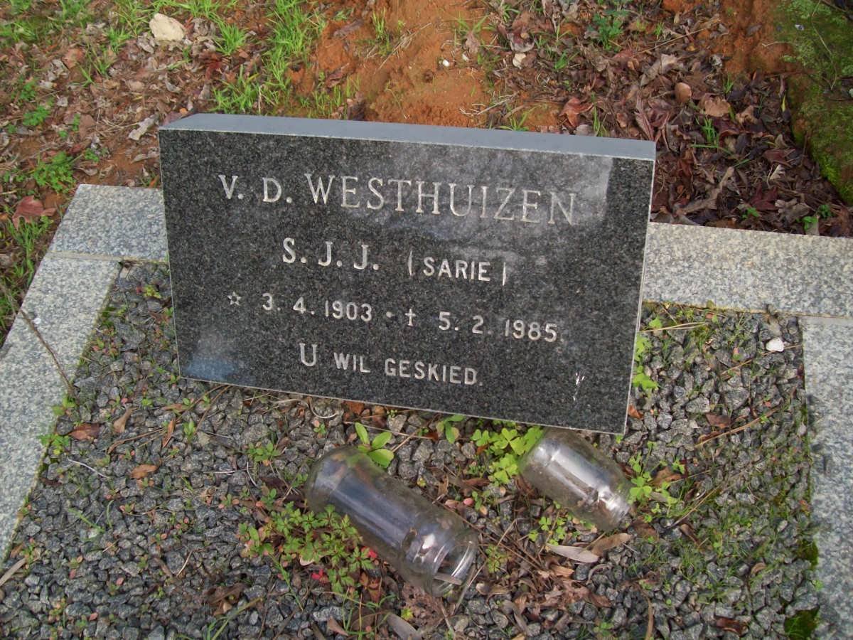 WESTHUIZEN S.J.J., v.d. 1903-1985