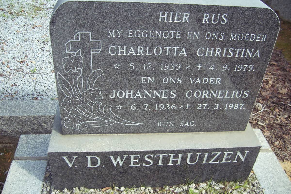 WESTHUIZEN Johannes Cornelius, v.d. 1936-1987 &amp; Charlotta Christina 1939-1979