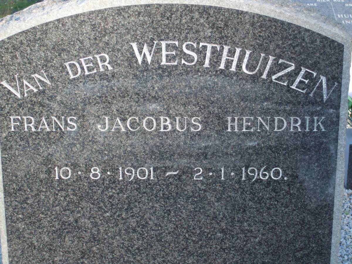 WESTHUIZEN Frans Jacobus Hendrik, van der 1901-1960