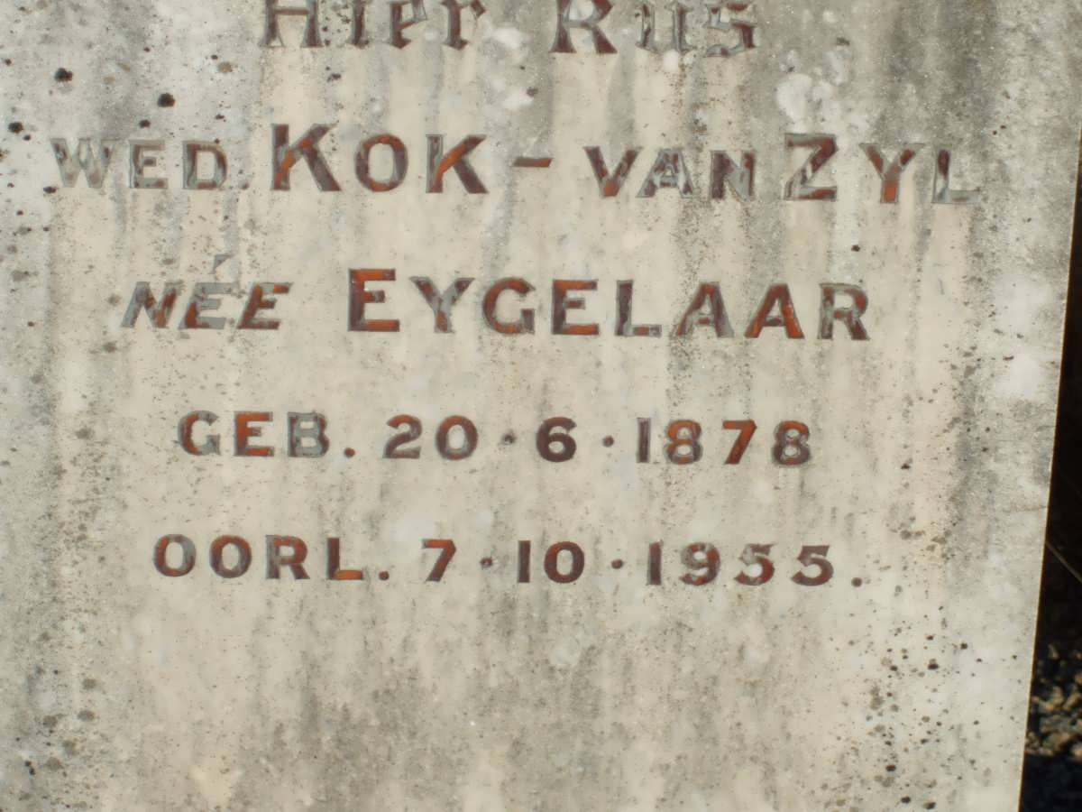 ZYL Neeltjie Maria Johanna, van formerly KOK nee EYGELAAR 1878-1955