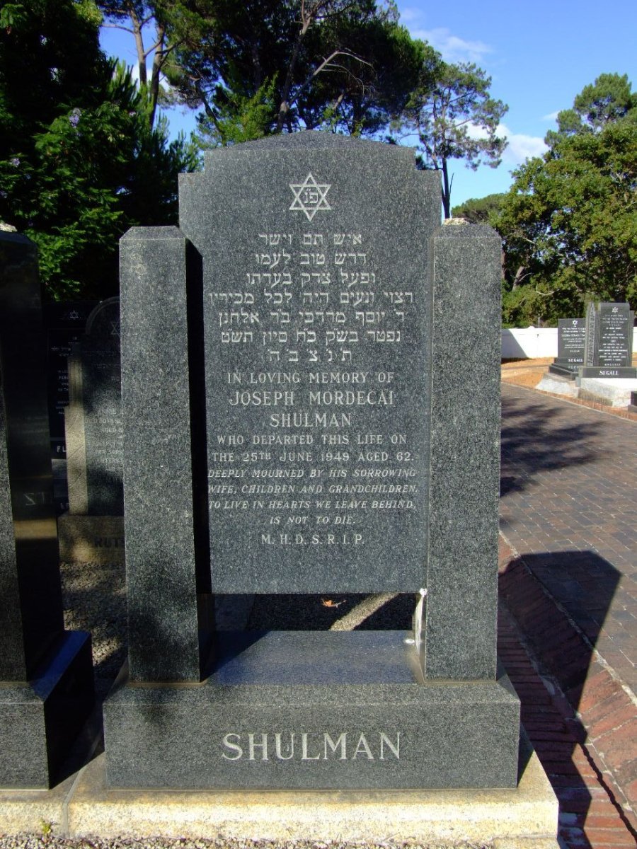 SHULMAN Joseph Mordecai -1949