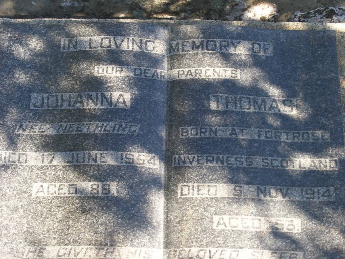 ? Thomas -1914 &amp; Johanna NEETHLING -1954