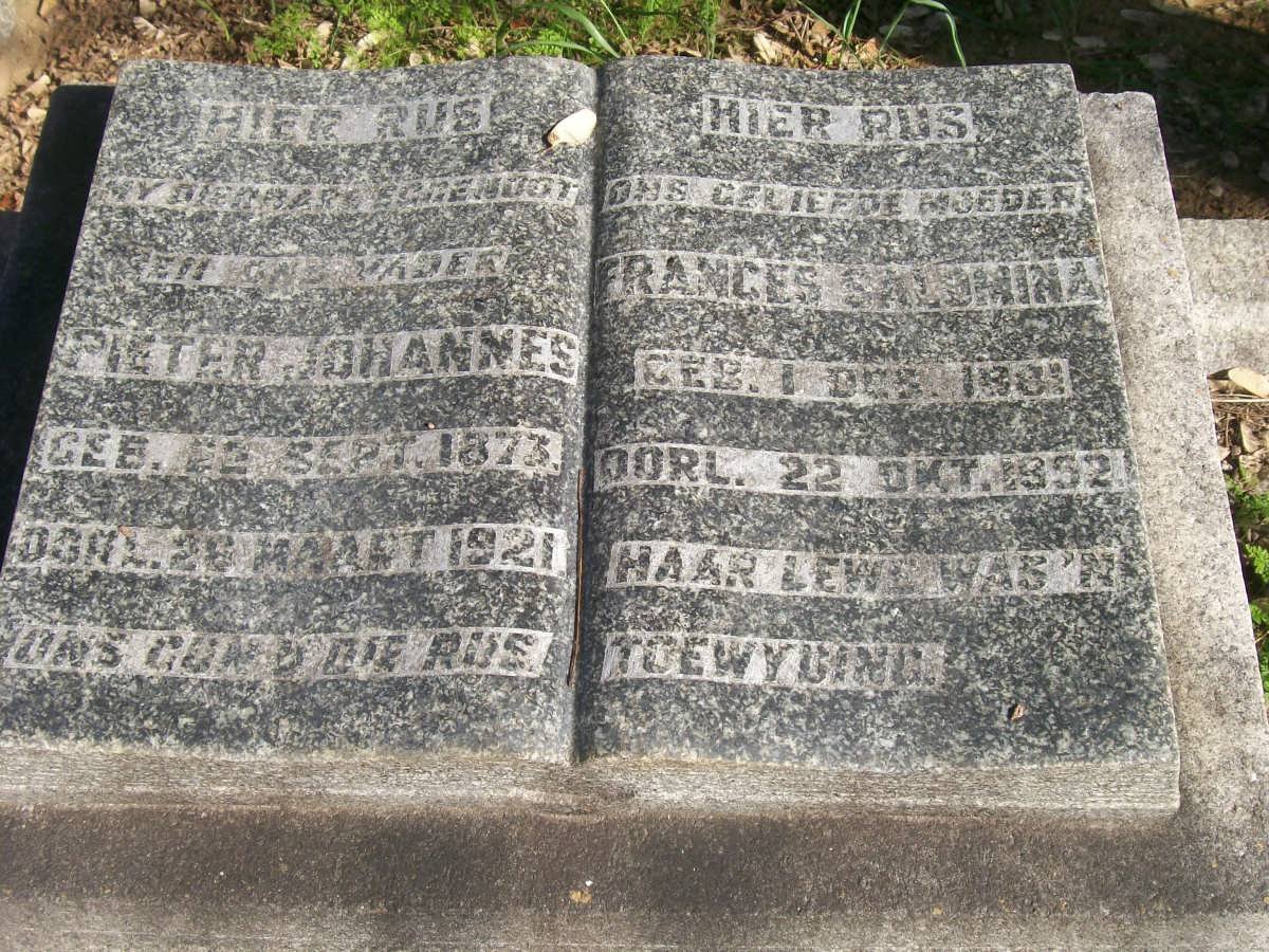 ? Petrus Johannes 1873-1921 &amp; Frances Salomina 1881-1952