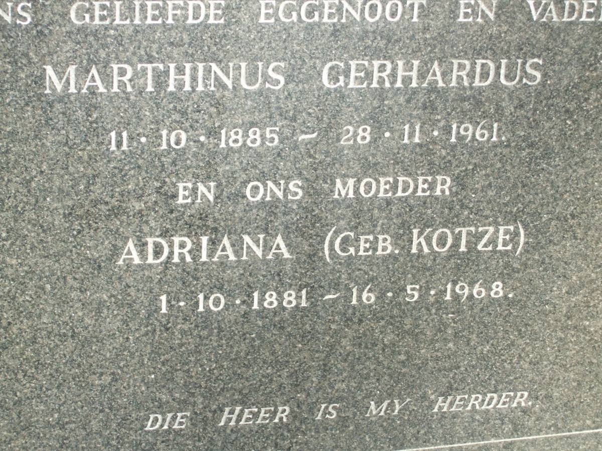 ? Marthinus Gerhardus 1885-1961 &amp; Adriana KOTZE 1881-1968