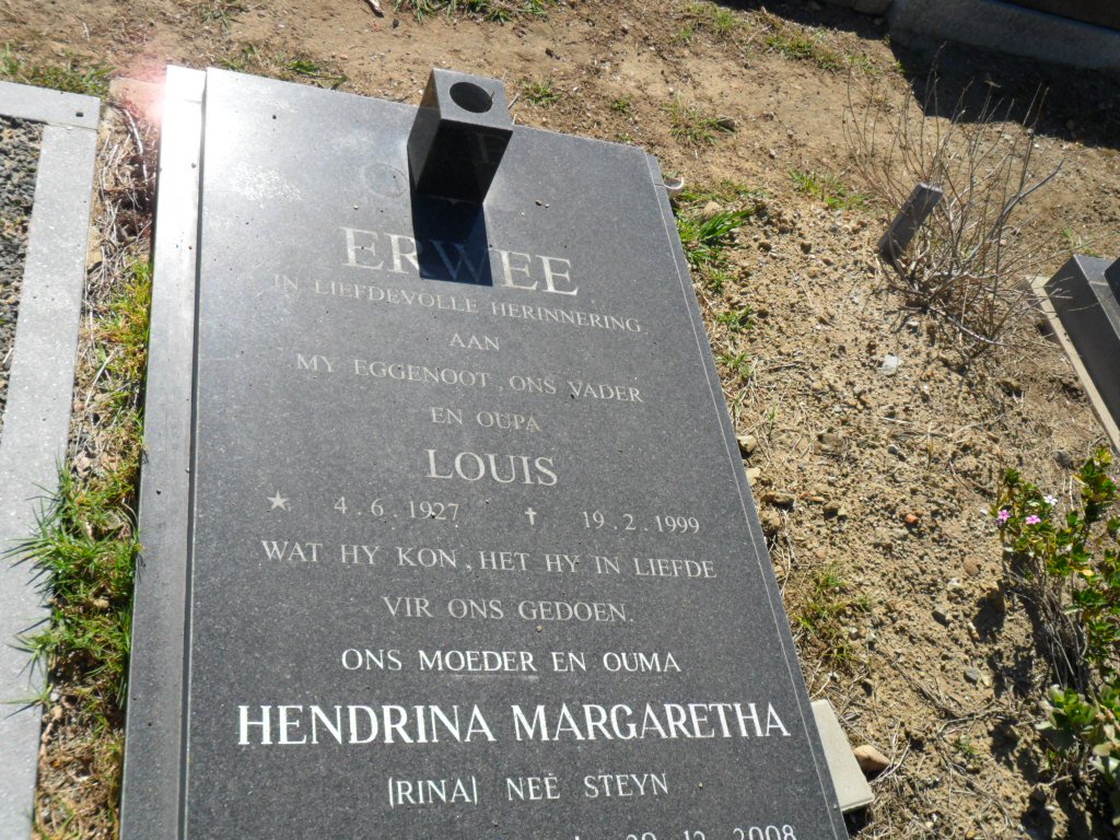 ERWEE Louis 1927-1999 &amp; Hendrina Margaretha STEYN -2008