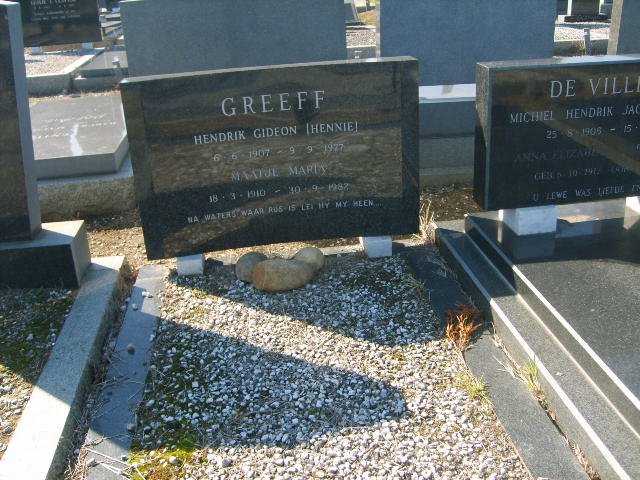 GREEFF Hendrik Gideon 1907-1977 &amp; Maatje Maria 1910-1982