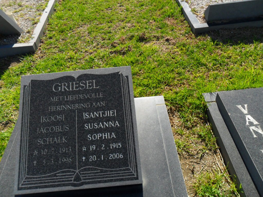 GRIESEL Jacobus Schalk 1913-1996 &amp; Susanna Sophia 191-2006