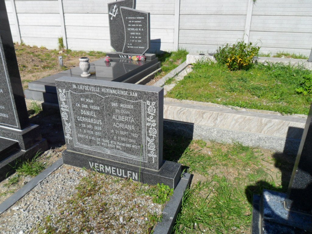 VERMEULEN Daniel Gerhardus 1926-1997 &amp; Alberta Adriana 1922-1998
