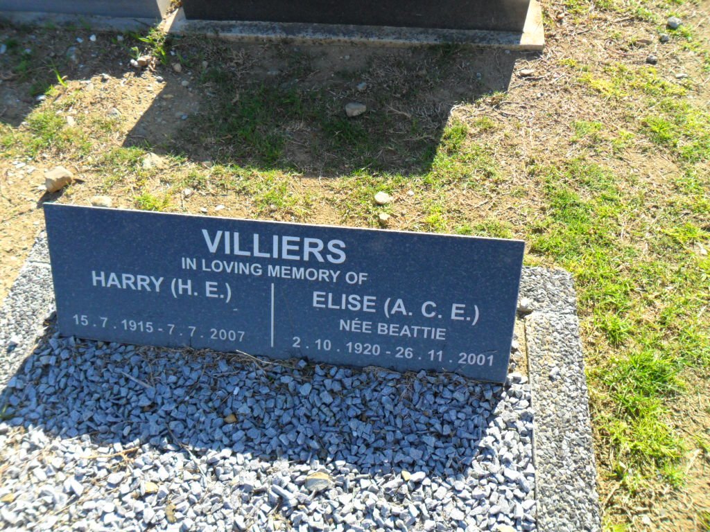 VILLIERS H.E. 1915-2007 &amp; A.C.E. BEATTIE 1920-2001