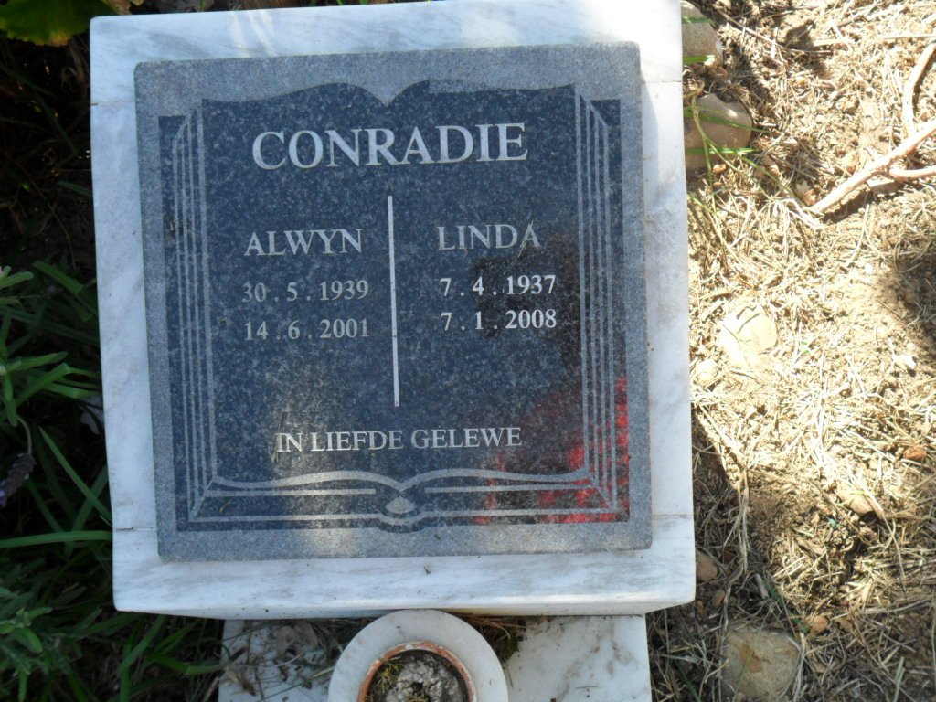 CONRADIE Alwyn 1939-2001 &amp; Linda 1937-2008