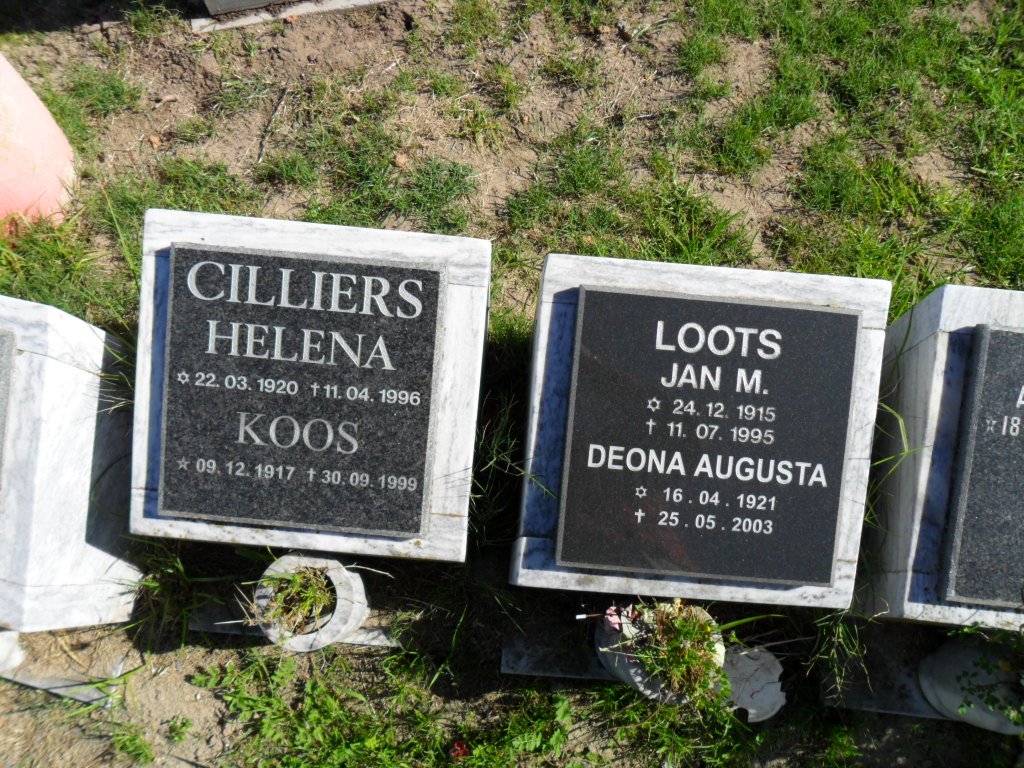 CILLIERS Koos 1917-1999 &amp; Helena 1920-1996 :: LOOTS Jan M. 1915-1995 &amp; Deona Augusta 1921-2003
