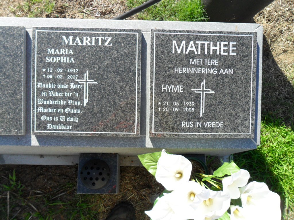 MARITZ Maria Sophia 1942-2007 :: MATTHEE Hyme 1939-2008