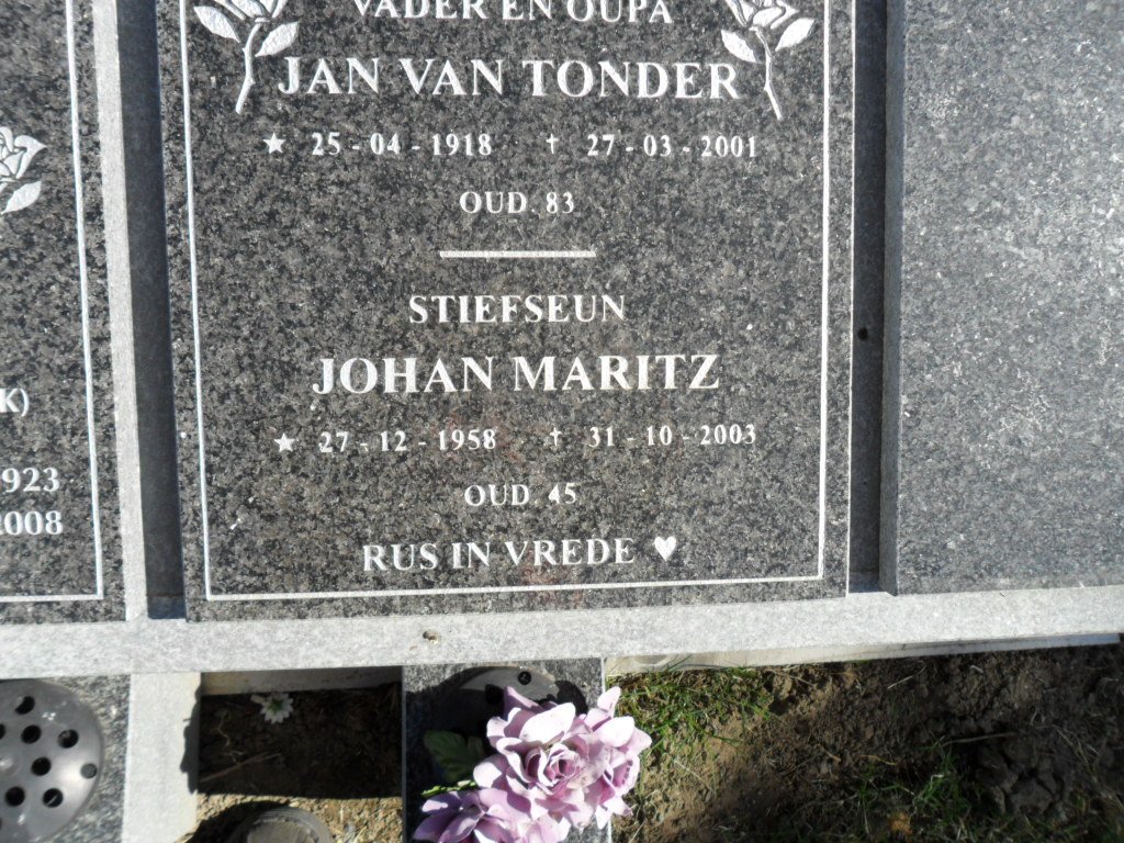 TONDER Jan, van 1918-2001 :: MARITZ Johan 1958-2003