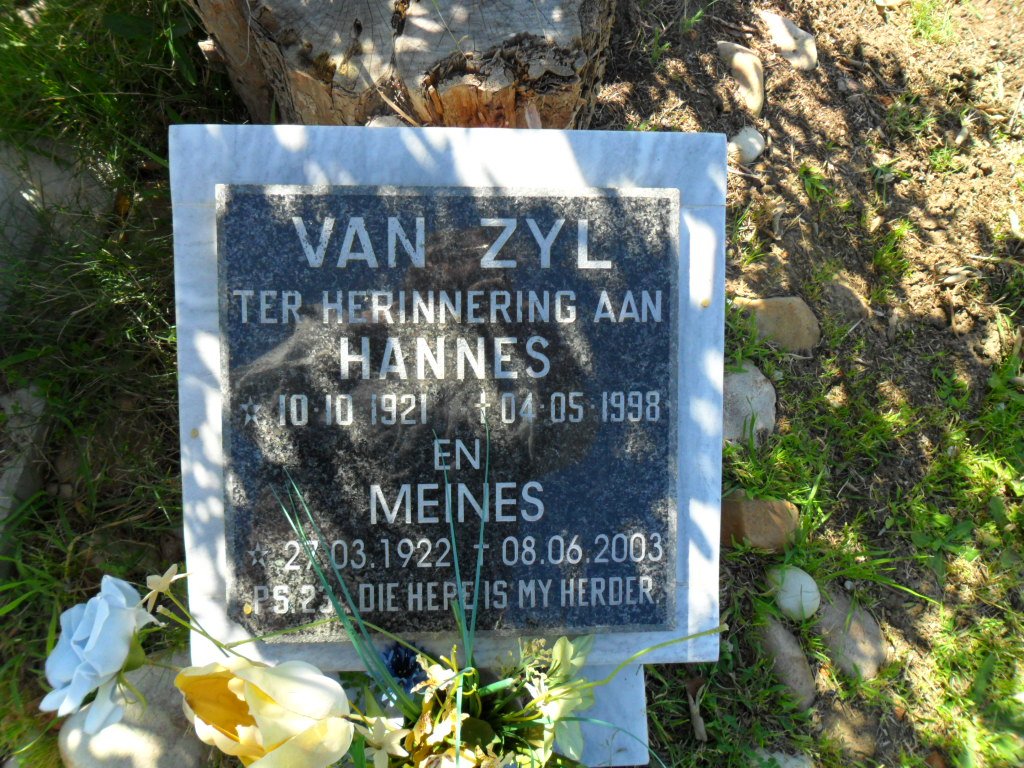 ZYL Hannes, van 1921-1998 &amp; Meines 1922-2003