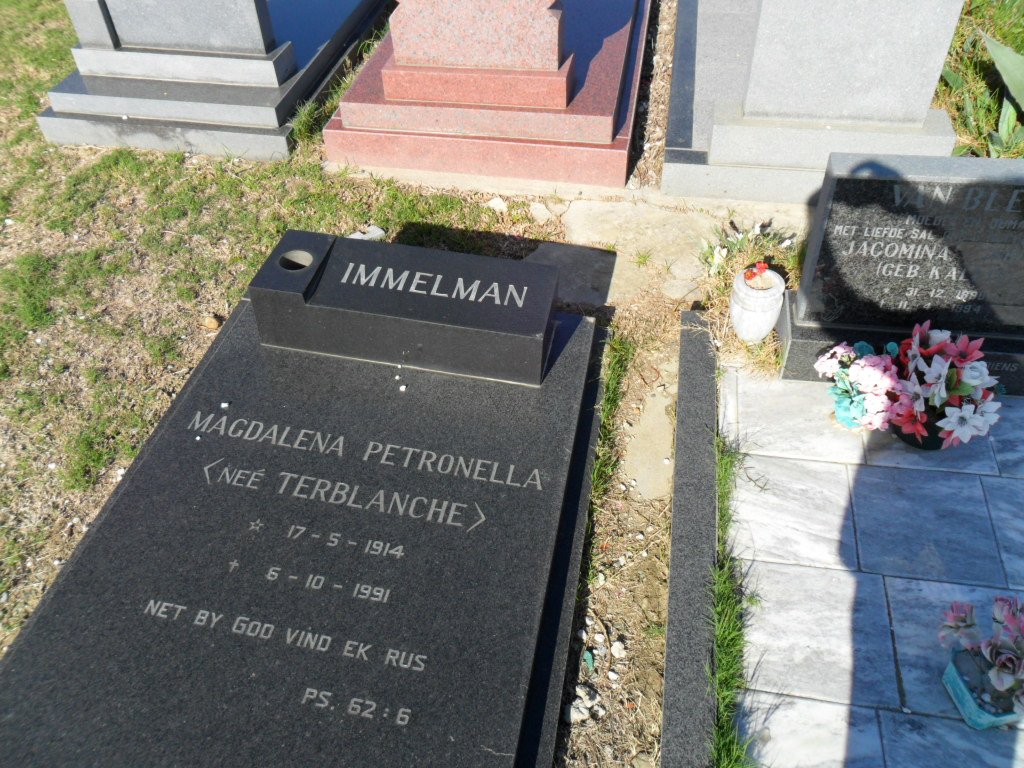 IMMELMAN Magdaelena Petronella nee TERBLANCHE 1914-1991