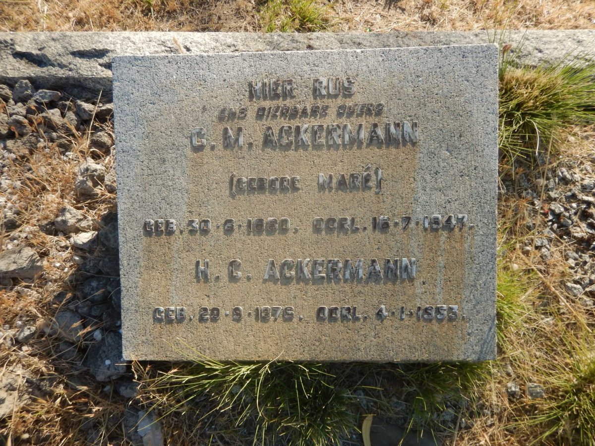 ACKERMANN H.C. 1876-1953 &amp; C.M. MARE 1860-1947