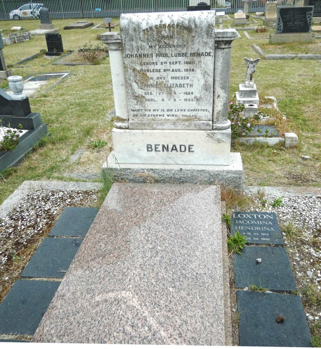 BENADE Johannes Paul Lubbe 1880-1938 &amp; Annie Elizabeth 1884-1953 :: LOXTON Jacomina Hendrina 1912-1996