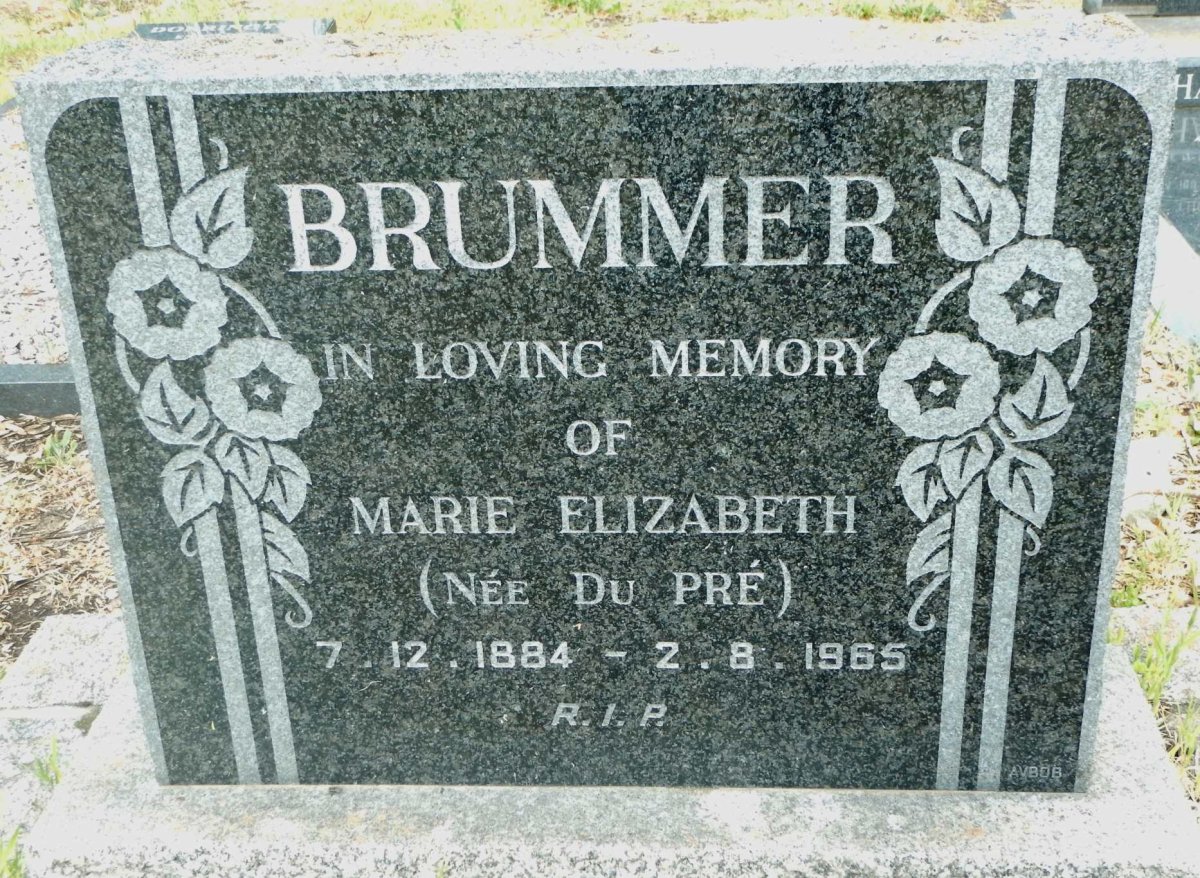 BRUMMER Marie Elizabeth nee DU PRE 1884-1965