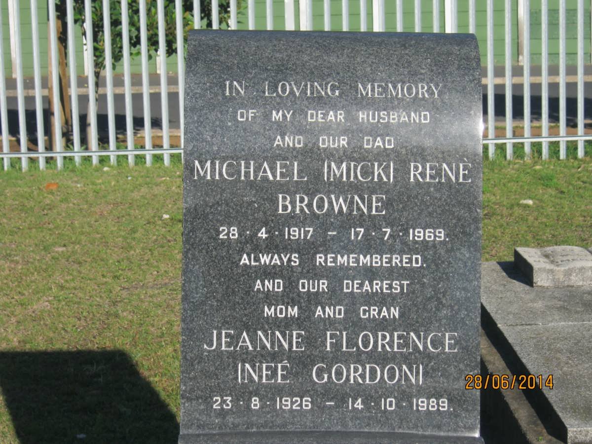 BROWNE Michael Rene 1917-1969 &amp; Jeanne Florence GORDON 1926-1989