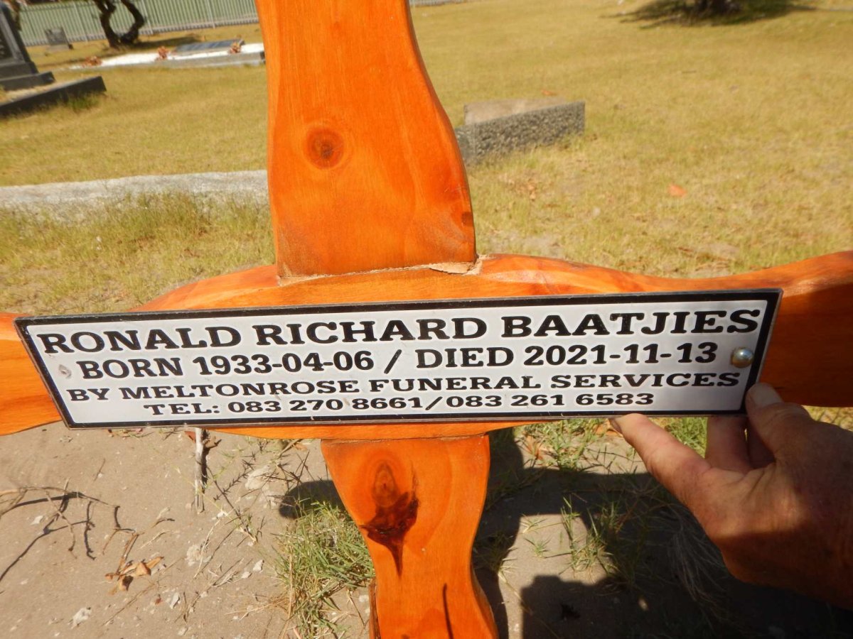 BAATJIES Ronald Richard 1933-2021