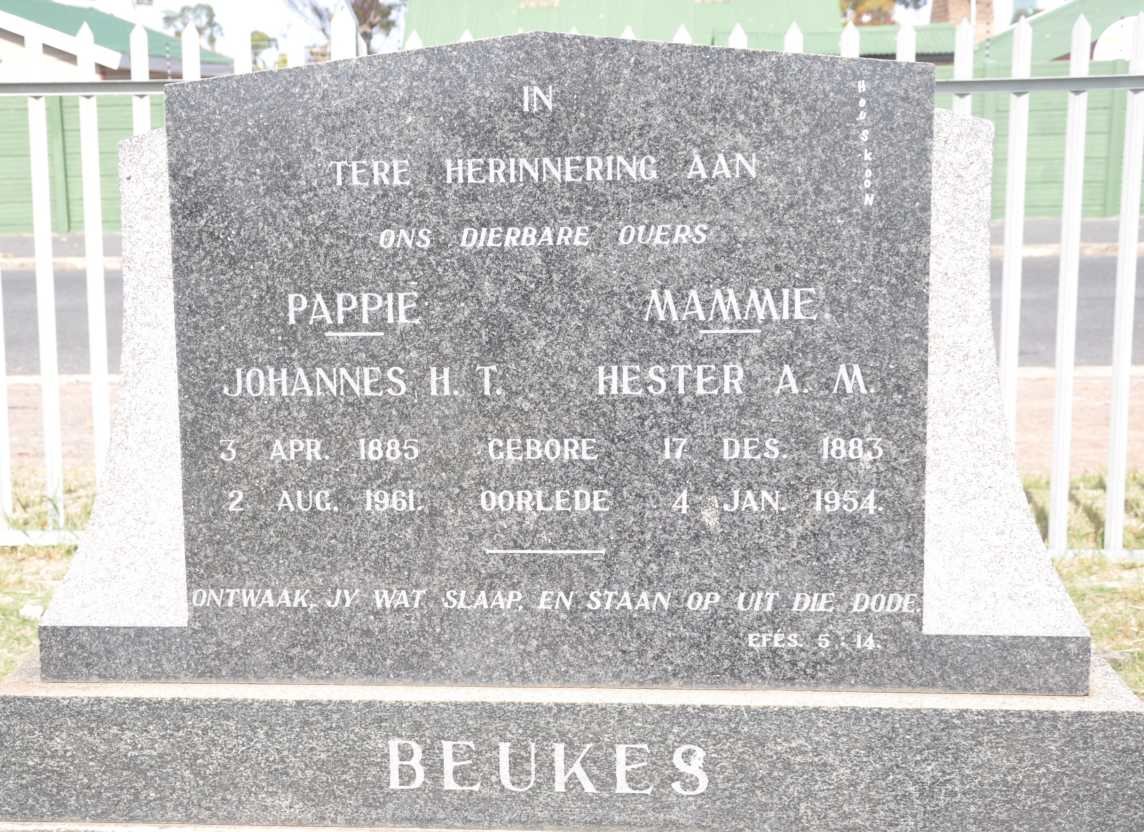 BEUKES Johannes H.T. 1885-1961 &amp; Hester A.M. 1883-1954