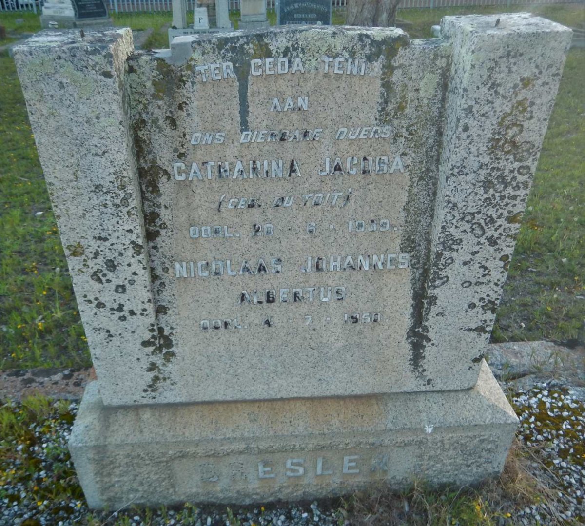 BRESLER Nicolaas Johannes Albertus -1950 &amp; Catharina Jacoba DU TOIT -1939