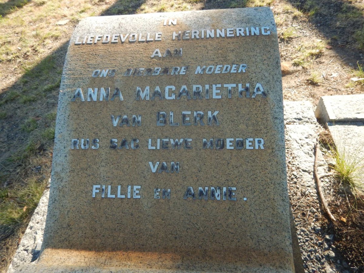 BLERK Anna Magarietha, van