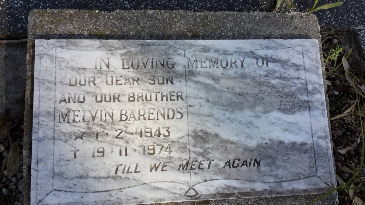 BARENDS Melvin 1943-1974