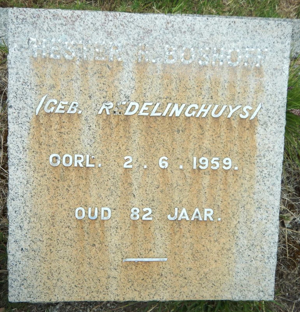 BOSHOFF Hester H. nee REDELINGHUYS -1959