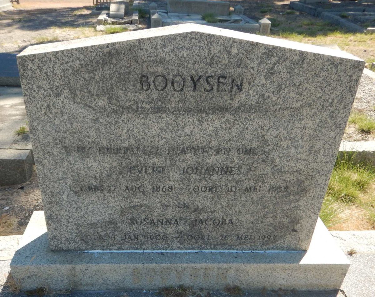 BOOYSEN Evert Johannes 1868-1955 &amp; Susanna Jacoba 1900-1993