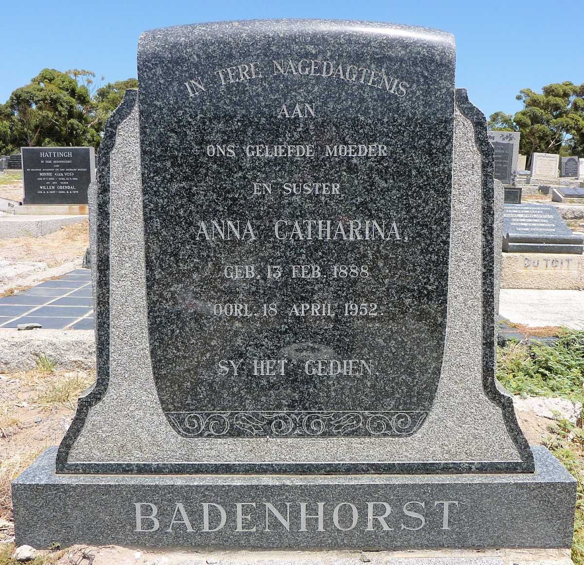 BADENHORST Anna Catharina 1888-1952