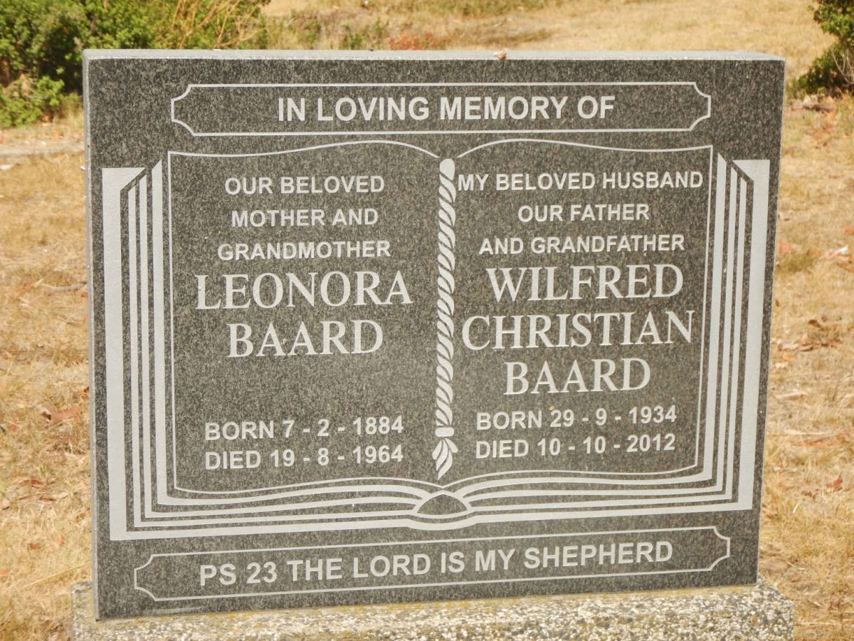 BAARD Leonora 1884-1964 :: BAARD Wilfred Christian 1934-2012