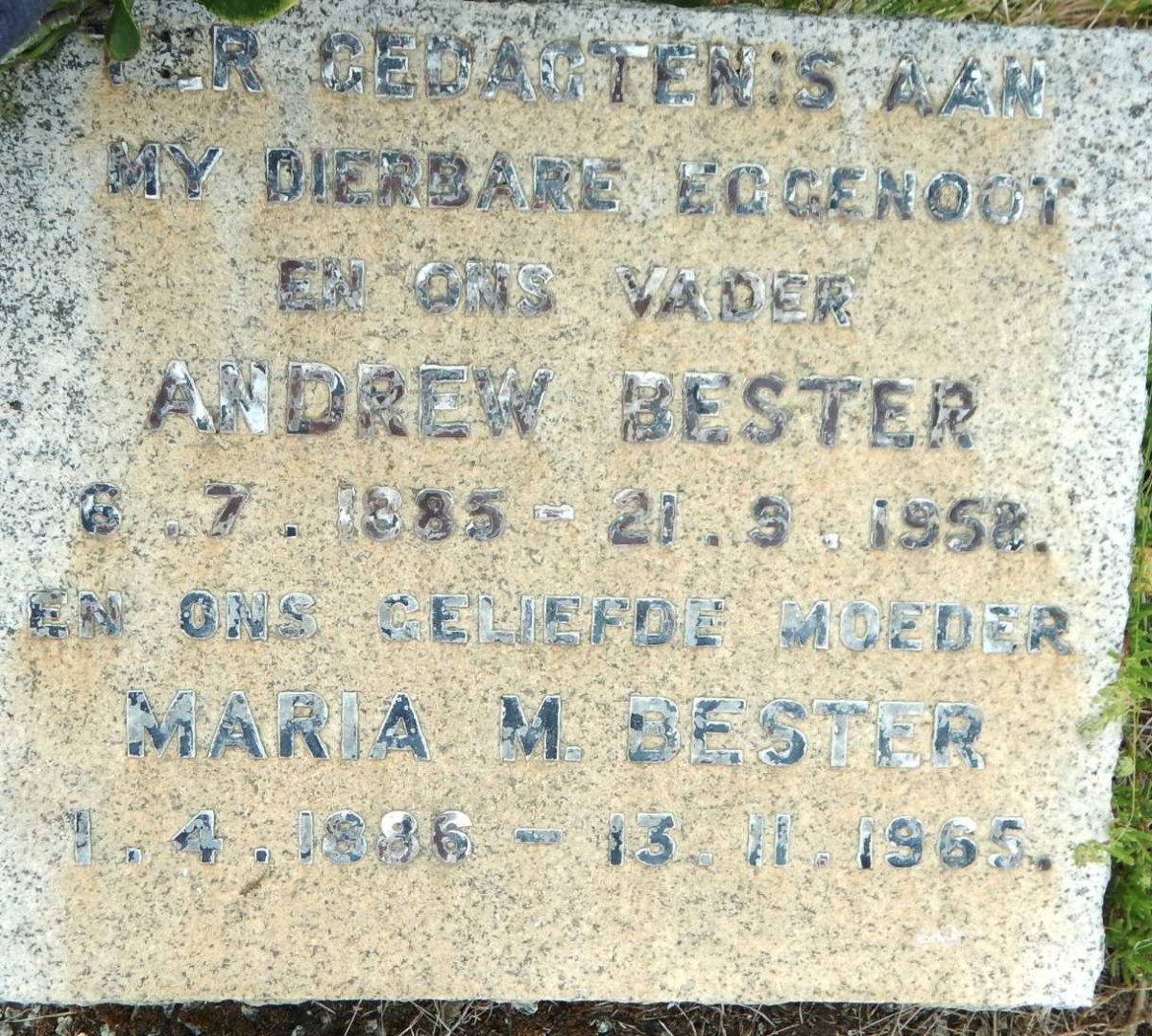 BESTER Andrew 1885-195? &amp; Maria M. 1886-1965