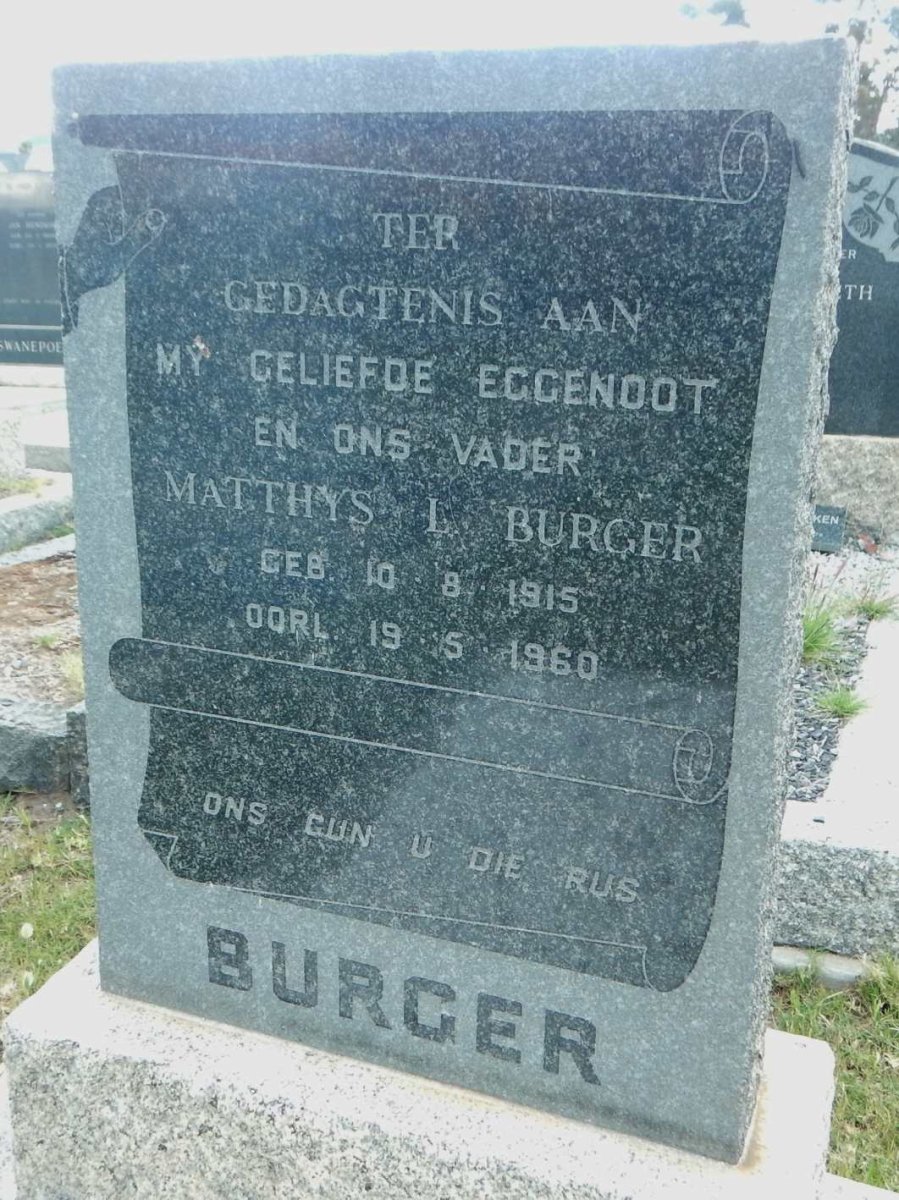 BURGER Matthys L. 1915-1960