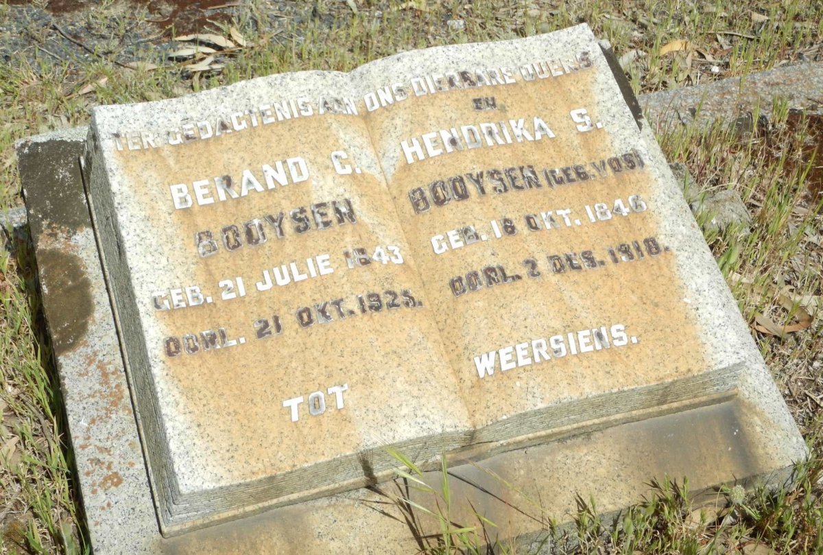 BOOYSEN Berand C. 1843-1925 &amp; Hendrika S. VOS 1846-1918