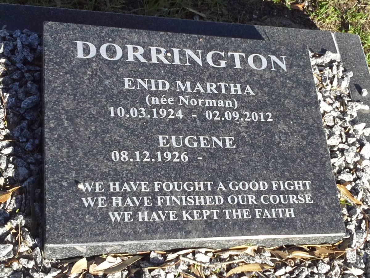 DORRINGTON Eugene 1926- &amp; Enid Martha NORMAN 1924-2012