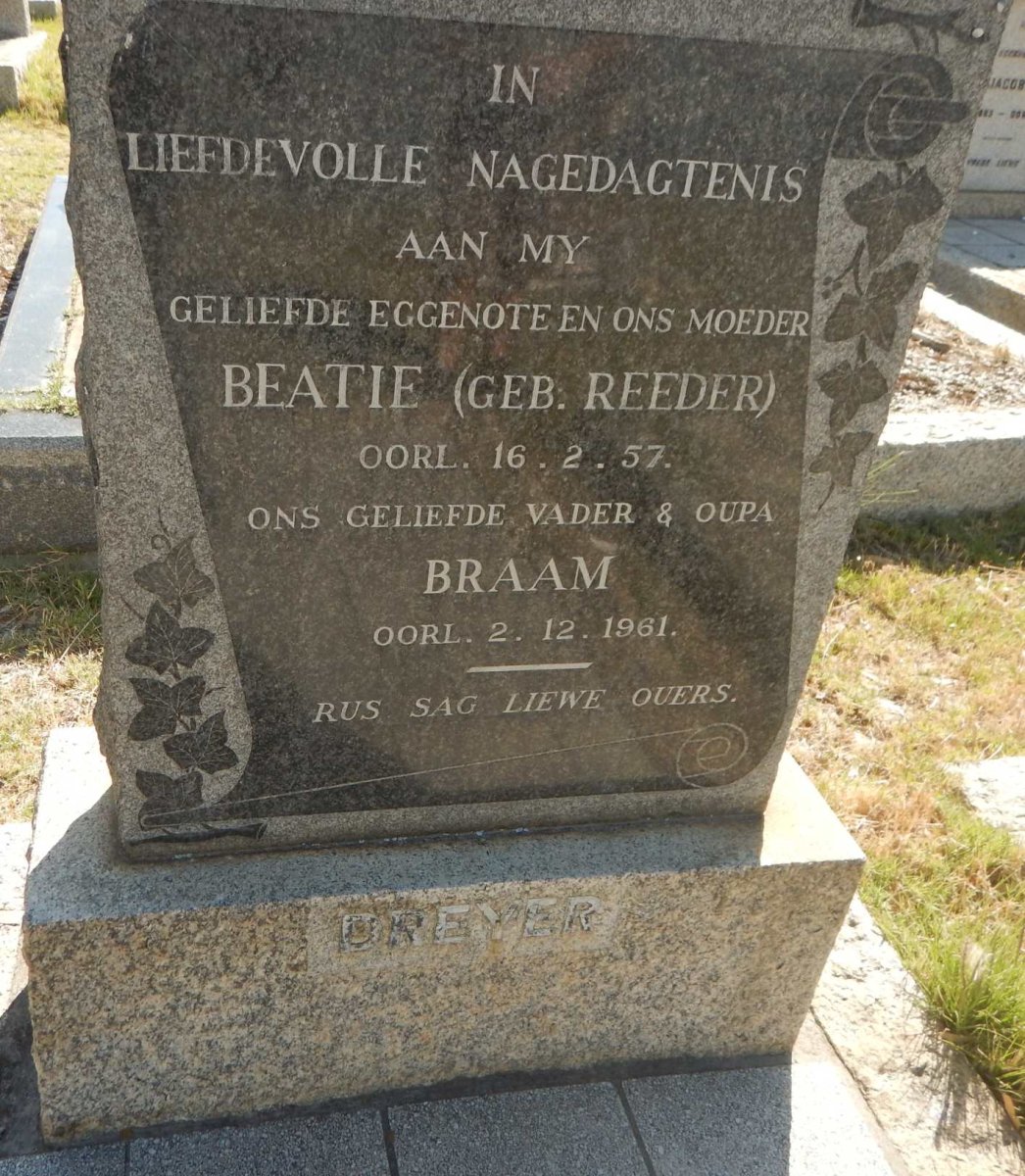 DREYER Braam -1961 &amp; Beatie REEDER -1957