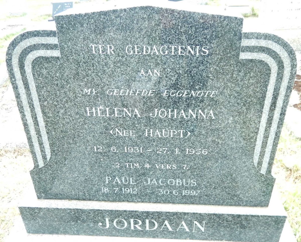 JORDAAN Paul Jacobus 1912-1997 :: JORDAAN Helena Johanna nee HAUPT 1931-1956