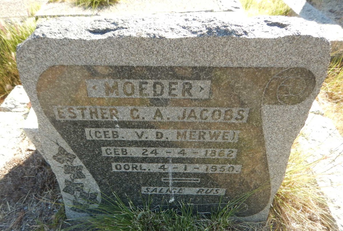 JACOBS Esther G.A. nee v.d. MERWE 1862-1950