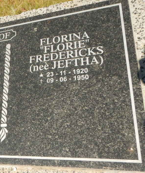 FREDERICKS Florina nee JEFTHA 1920-1950