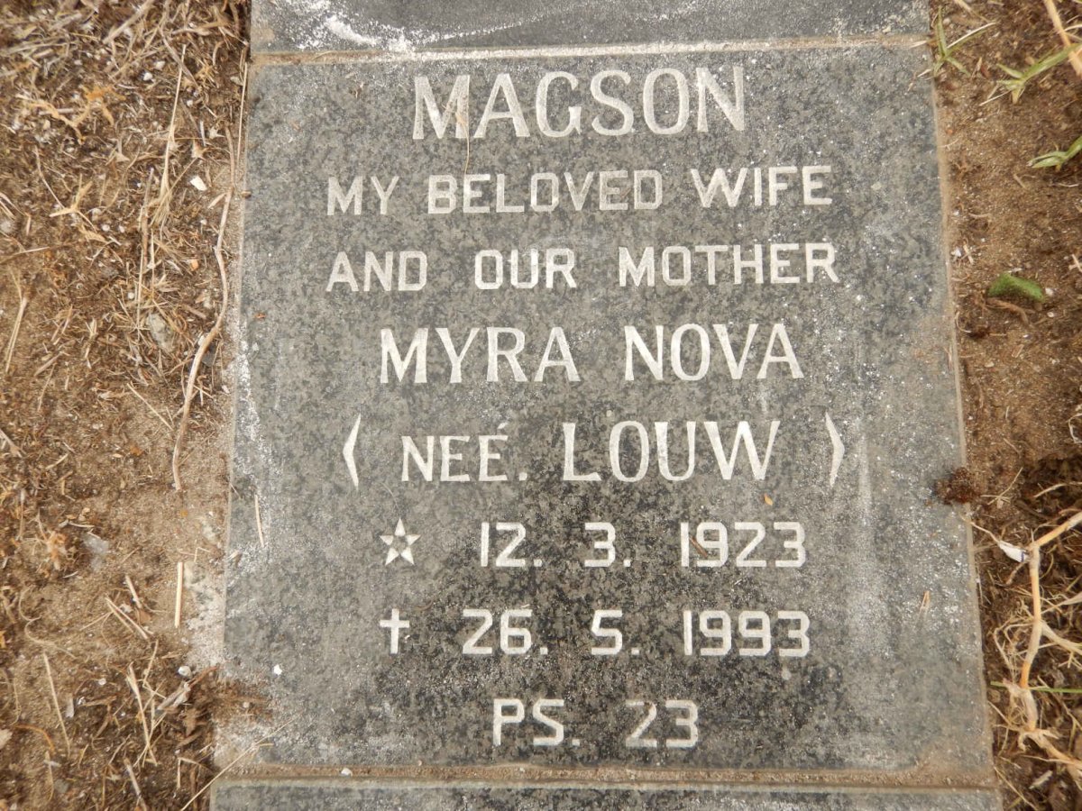 MAGSON Myra Nova nee LOUW 1923-1993