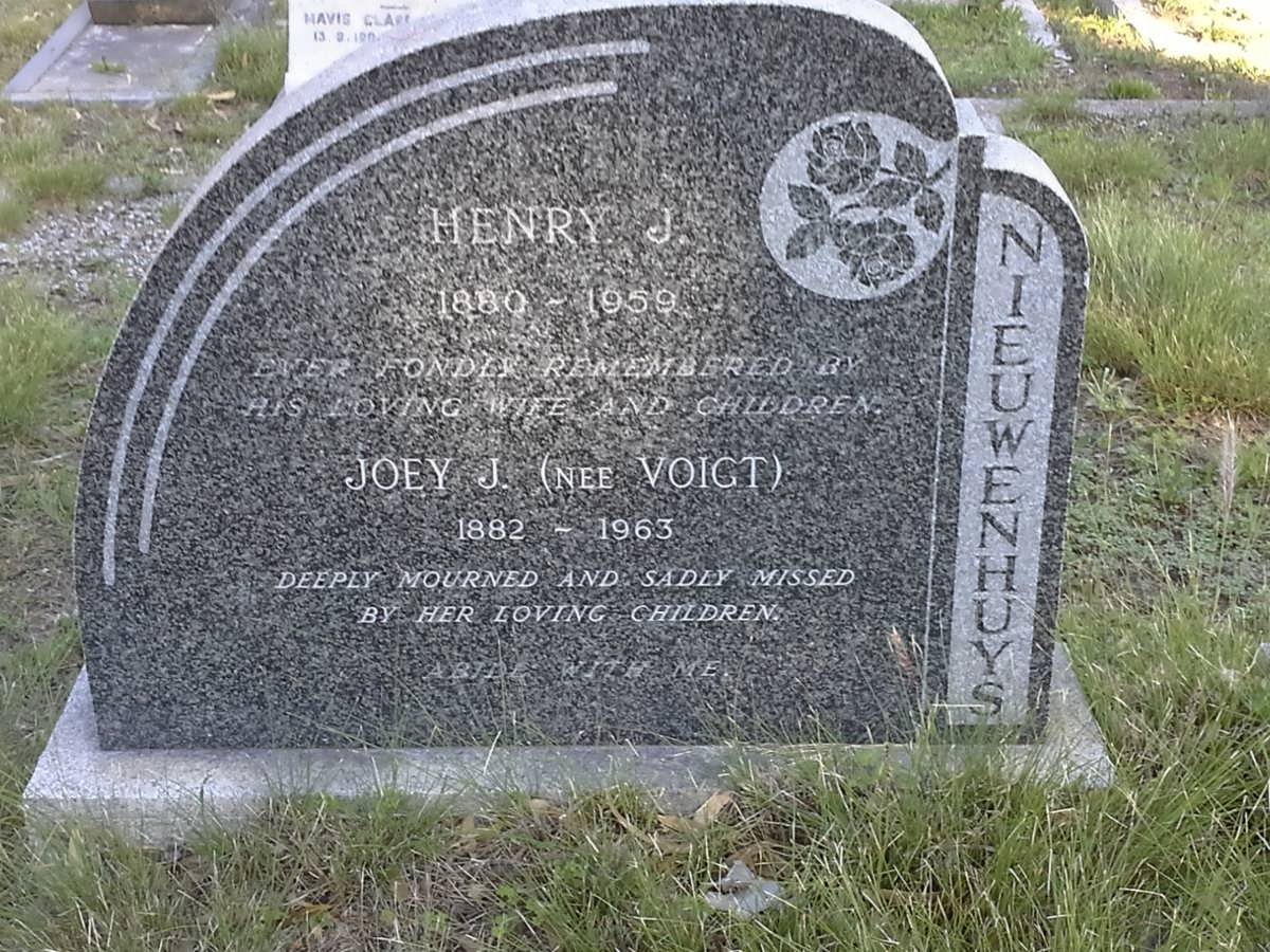 NIEUWENHUYS Henry J. 1880-1959 &amp; Joey J. VOIGT 1882-1963