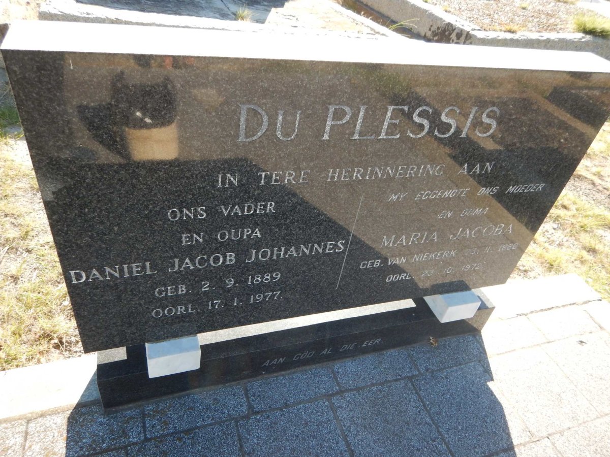 PLESSIS Daniel Jacob Johannes, du 1889-1977 &amp; Maria Jacoba VAN NIEKERK 18??-1972
