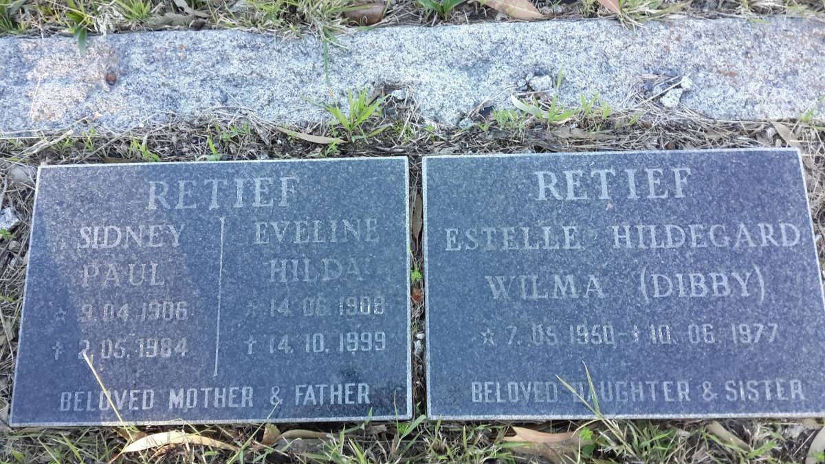 RETIEF Sidney Paul 1906-1984 &amp; Eveline Hilda 1908-1999 :: RETIEF Estelle Hildegard Wilma 1950-1977