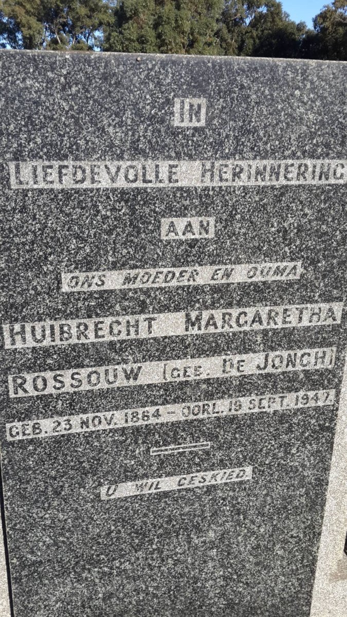 ROSSOUW Huibrecht Margaretha nee DE JONGH 1864-1947