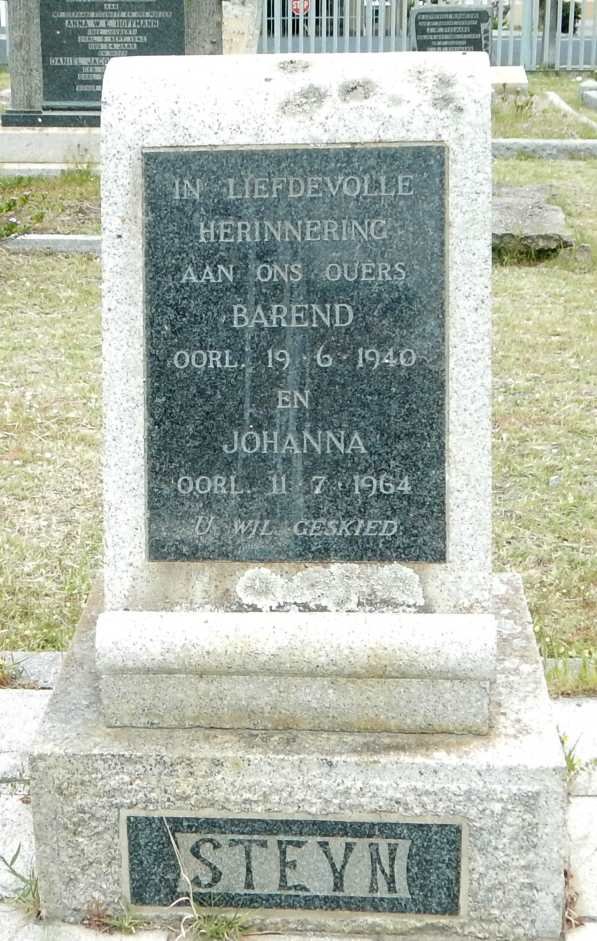 STEYN Barend -1940 &amp; Johanna -1964