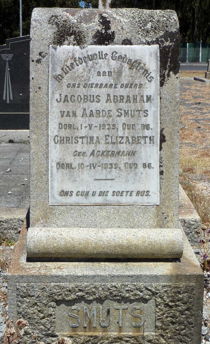 SMUTS Jacobus Abraham Van Aarde - 1935 &amp; Christina Elizabeth ACKERMANN -1939