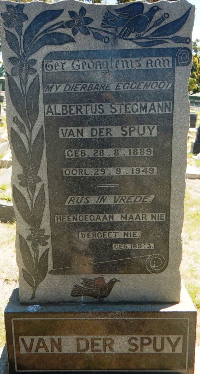 SPUY Albertus Stegmann, van der 1889-1949