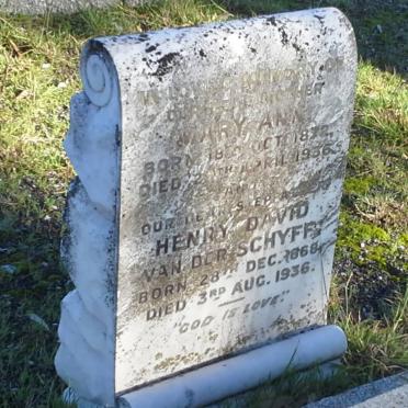 SCHYFF Henry David, van der 1868-1936 &amp; Mary Ann 1872-1936