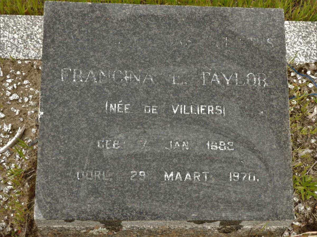 TAYLOR Francina E. nee DE VILLIERS 188?-1970